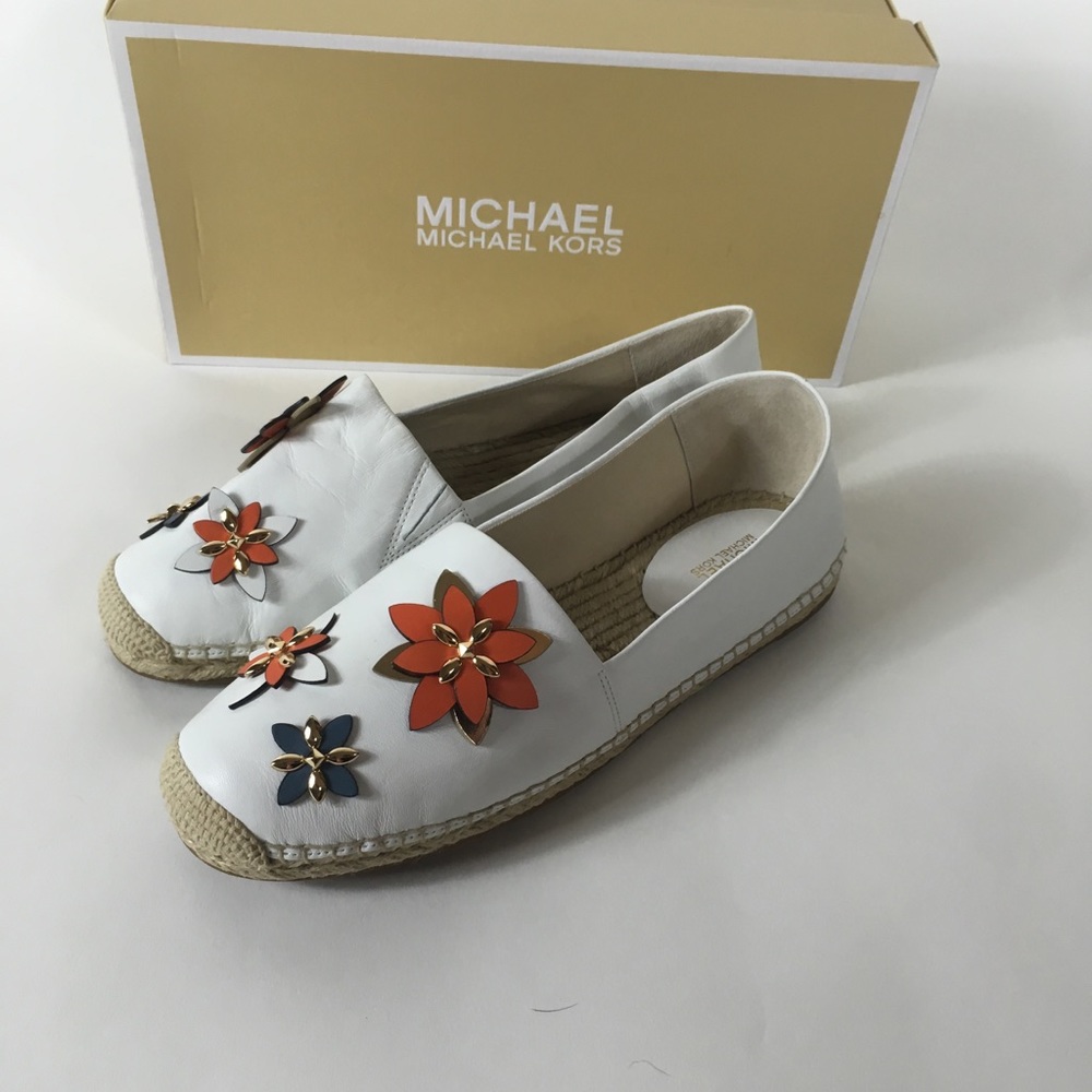 Michael Kors white leather Heidi espadrilles